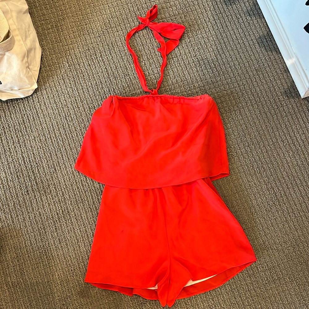 Lavender Brown Red Halter Neck Romper